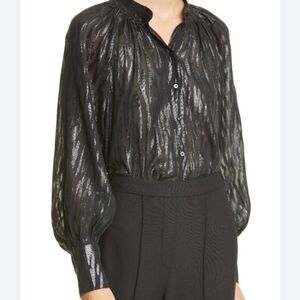 Rebecca Taylor Safari silk - blend blouse in black size 10.